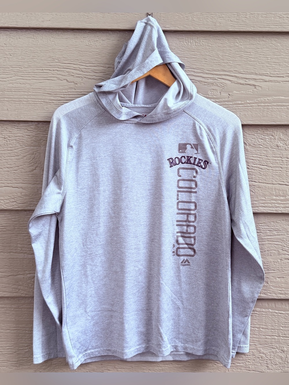 Majestic Hoodie Women Medium Lightweight Gray Colorado Rockies Baseball